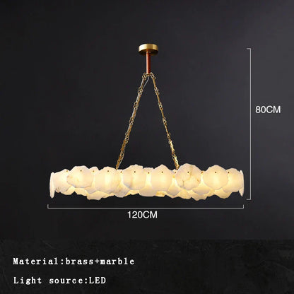 DecorBites™ Brass Marble Ceiling Chandelier: Modern Living Room Dining Table Hanging Lamp