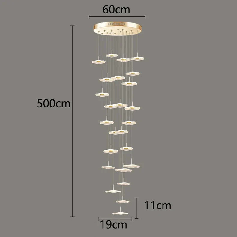 DecorBites™ Crystal Chandelier Stair Pendant Lamp Living Room Pendant Lights Interior Lighting