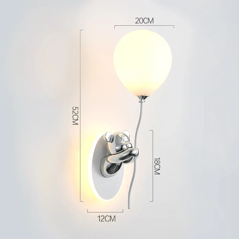 DecorBites™ Bear Balloon Wall Light: Kawaii Cartoon Lamp for Children's Room & Bedroom