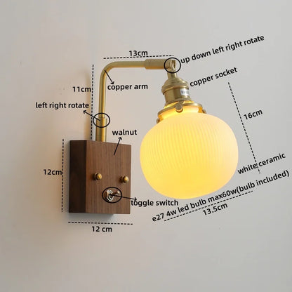 DecorBites™ LED Ceramic Wall Sconce Pull Chain Switch Light Fixture