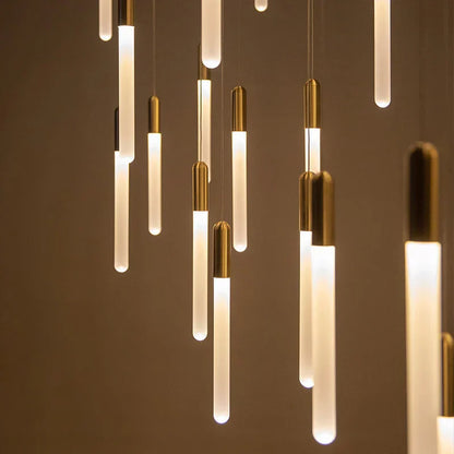 DecorBites™ Luxe Gold Tube Chandelier for Dining & Bedroom Lighting