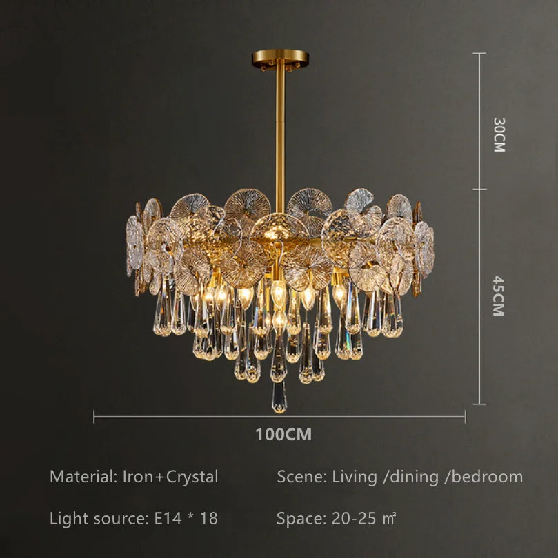 DecorBites™ Crystal Lotus Chandelier: Nordic Luxury for Home Decor, Restaurant, Hotel & Bedroom