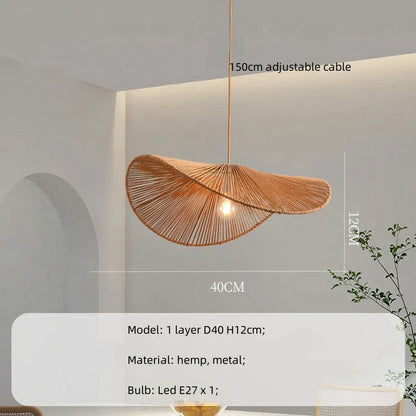 DecorBites™ Hemp Pendant Lights: Wabi Sabi LED Indoor Lighting Fixtures