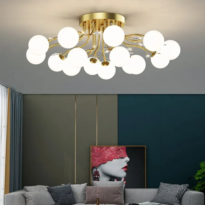 DecorBites™ Black Gold Chandelier with Clear Star Glass Ball Pendant Lights