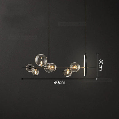 DecorBites™ Glass Ball LED Chandelier: Modern Long Pendant Lighting for Living Room and Shop