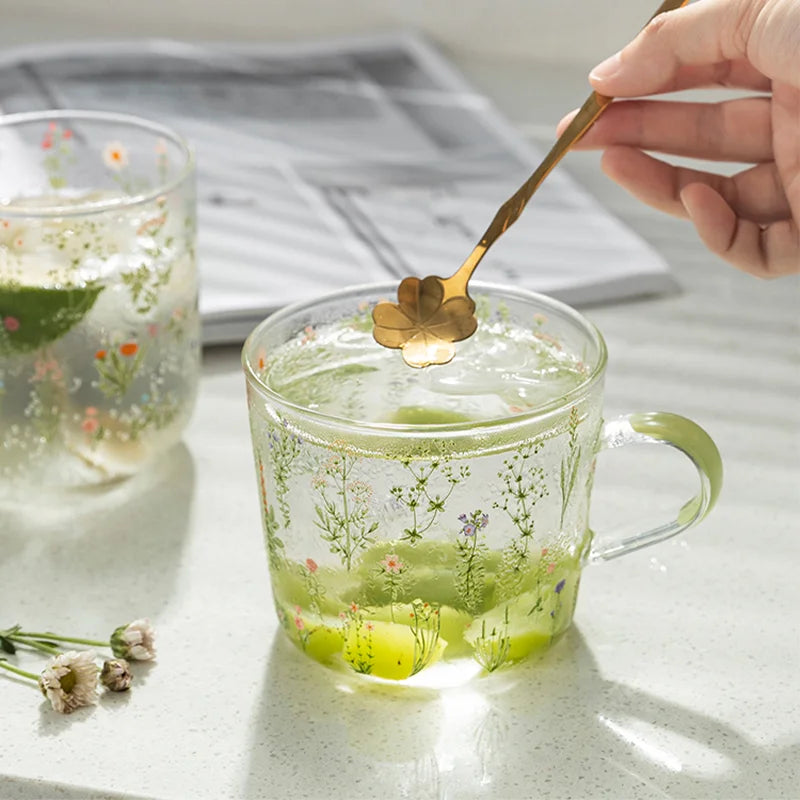 DecorBites™ Large-Capacity Glass Cup with Scale, Heat-Resistant, Cute Design - Perfect Gift