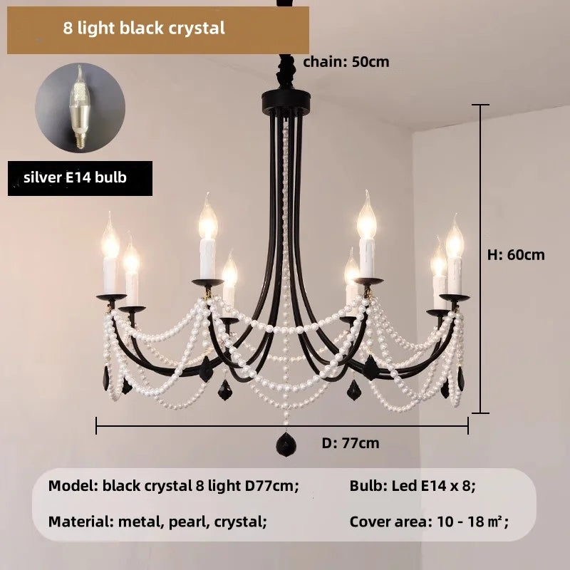 DecorBites™ Black Metal Led Candle Chandelier Pendant Lights for Chic Home Decor