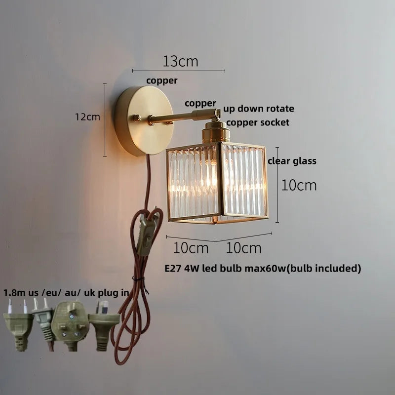 DecorBites™ Glass Wall Light Sconce Modern Nordic Bedside Lamp Aisle Hallway Balcony Lighting
