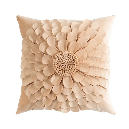 DecorBites™ 3D Velvet Flower Pillow Covers in Yellow Beige 45x45cm