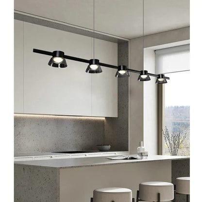 DecorBites™ Black Strip Chandelier: Modern Nordic LED Lighting for Office, Restaurant, Living Room