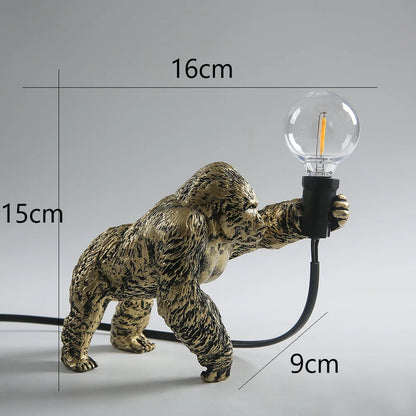 Modern gold king kong resin night light bedroom table lamp