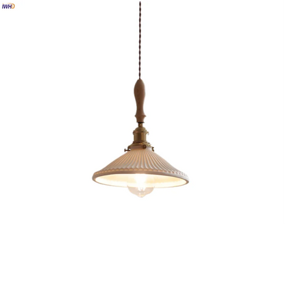 DecorBites™ Ceramic LED Pendant Lights with Ash Wood Nordic Design