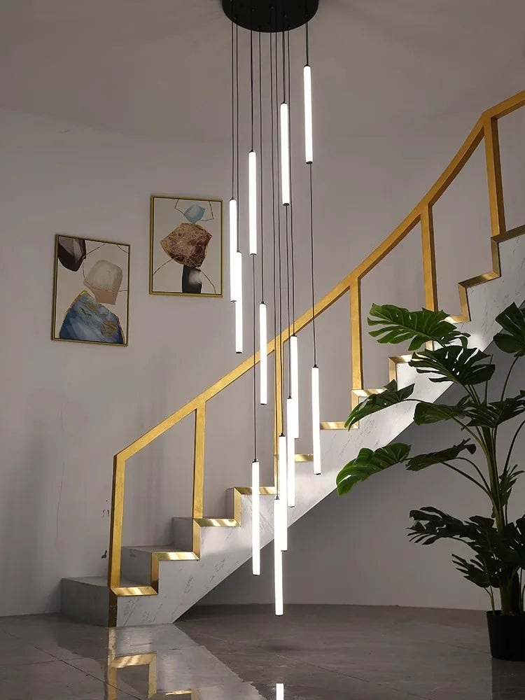 Acrylic Stair Pendant Lights for Modern Villa Decor - DecorBites™ Duplex Loft LED Chandelier