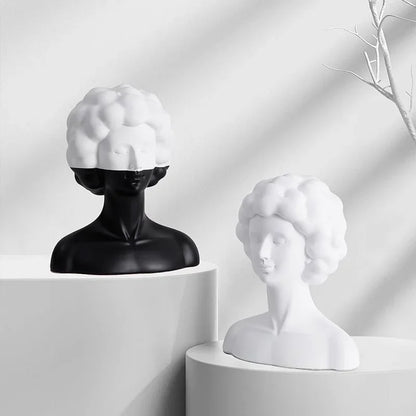 DecorBites™ Abstract Portrait Resin Figure Sculpture Black and White Home Decor