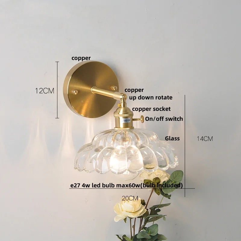 DecorBites™ LED Glass Wall Lights Pull Chain Switch | Nordic Modern Design Bedside Lamp