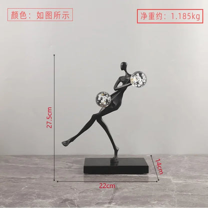 DecorBites™ Golden Man Dancing Crystal Ball Acrobatic Sculpture Figure for Home Decor