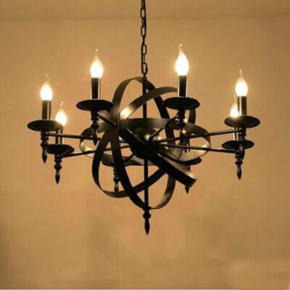 DecorBites™ Industrial Iron Chandelier | Retro Globe Pendant Lighting for Living Room & Kitchen