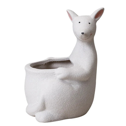 DecorBites™ Kangaroo Cartoon Ceramic Flower Pot Vase for Cactus Succulents and Plants