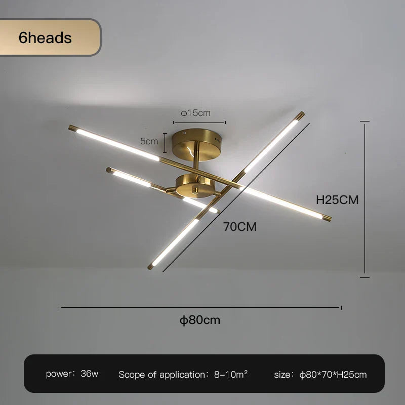 ™ Gold LED Ceiling Chandelier for Living Room Bedroom Kitchen - Dimmable Pendant Light