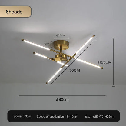 ™ Gold LED Ceiling Chandelier for Living Room Bedroom Kitchen - Dimmable Pendant Light