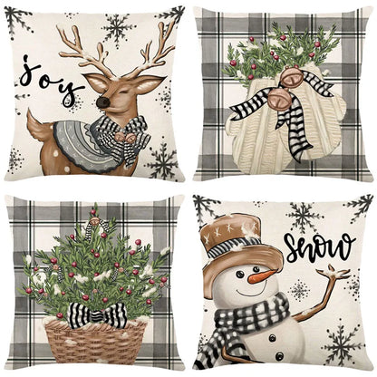 DecorBites™ Christmas Pillowcase Collection - Festive Sofa Decor with Christmas Tree, Elk, Snowman
