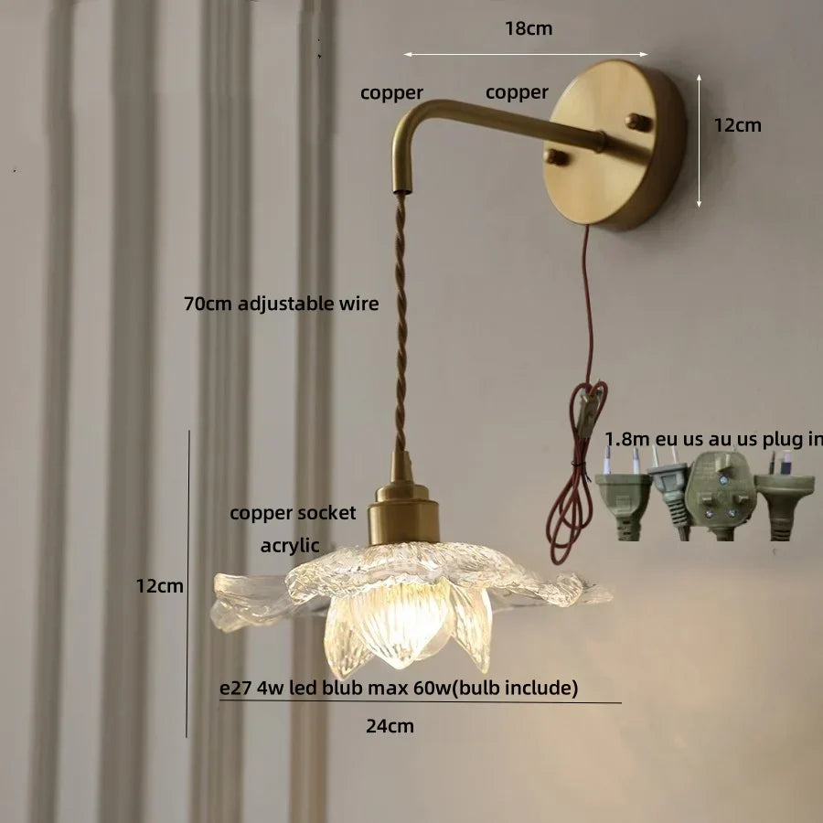 DecorBites™ Copper Adjustable LED Wall Light with Pull Chain Switch