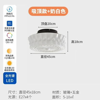 DecorBites™ Cream Glass LED Ceiling Light Retro Medieval Style Home Decor