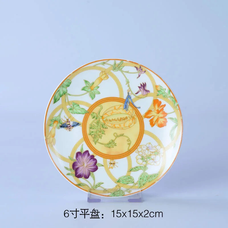 DecorBites™ Bone China Dinnerware Set: Plate, Tea Cup, Saucer, Tray, Coffeeware, Kitchen dining