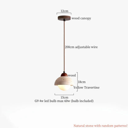 DecorBites™ Columnar Stone LED Pendant Lamp - Yellow Travertine - Nordic Minimalism