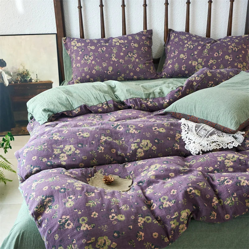 DecorBites™ 100% Cotton Double-Layer Floral Jacquard Duvet Cover Set