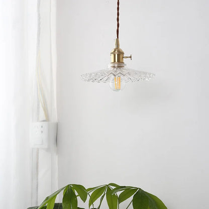 DecorBites™ Glass Copper LED Pendant Lamp with Wire Adjustment & Knob Switch