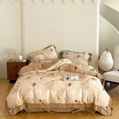 DecorBites™ Egyptian Cotton Bedding Set Queen King Ru Double, Quilt Cover Sheet Pillowcase