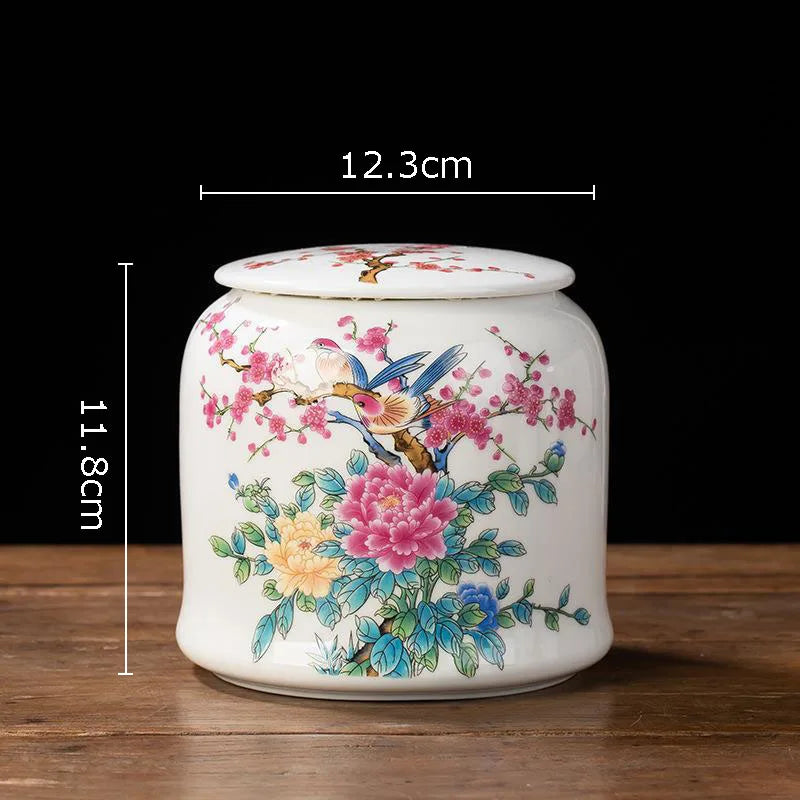 DecorBites™ Blue White Porcelain Tea Canister Organizer Box Coffee Container Caddy Jar