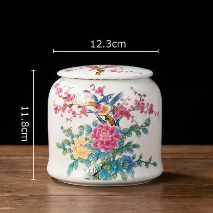 DecorBites™ Blue White Porcelain Tea Canister Organizer Box Coffee Container Caddy Jar