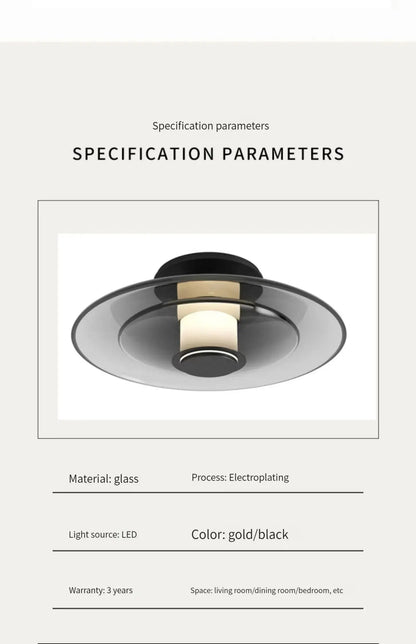 DecorBites™ Amber Glass Disc Wall Lamp LED Modern Minimalist Sconce Lighting