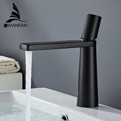 DecorBites™ Brass Bathroom Faucet Mixer Tap, Black/Gold Finish, Single Handle Hot/Cold Lavatory