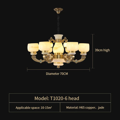 DecorBites™ All Copper Jade Chinese Chandelier: Modern & Simple Living Room Lighting