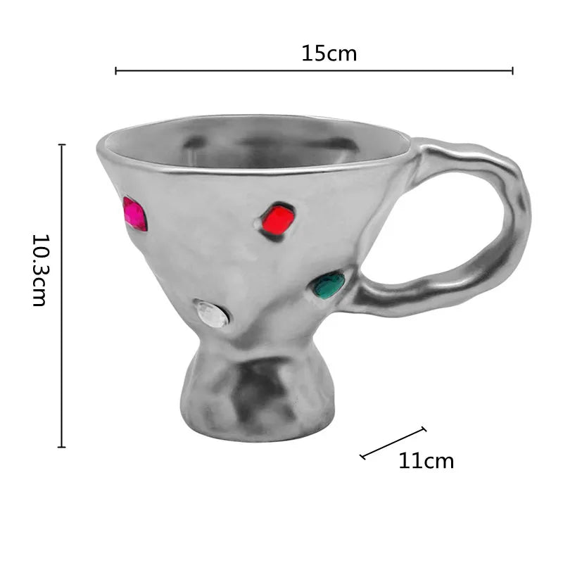 DecorBites™ Gemstone Setting Ceramic Breakfast Mug with Handle