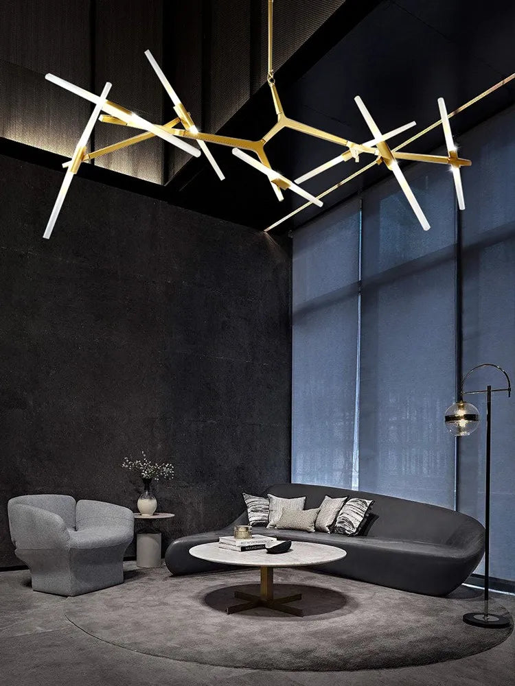 ™ Gold Branch LED Chandelier for Duplex Villa Staircase - Modern Indoor Lighting