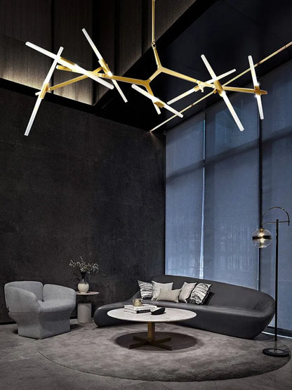 ™ Gold Branch LED Chandelier for Duplex Villa Staircase - Modern Indoor Lighting