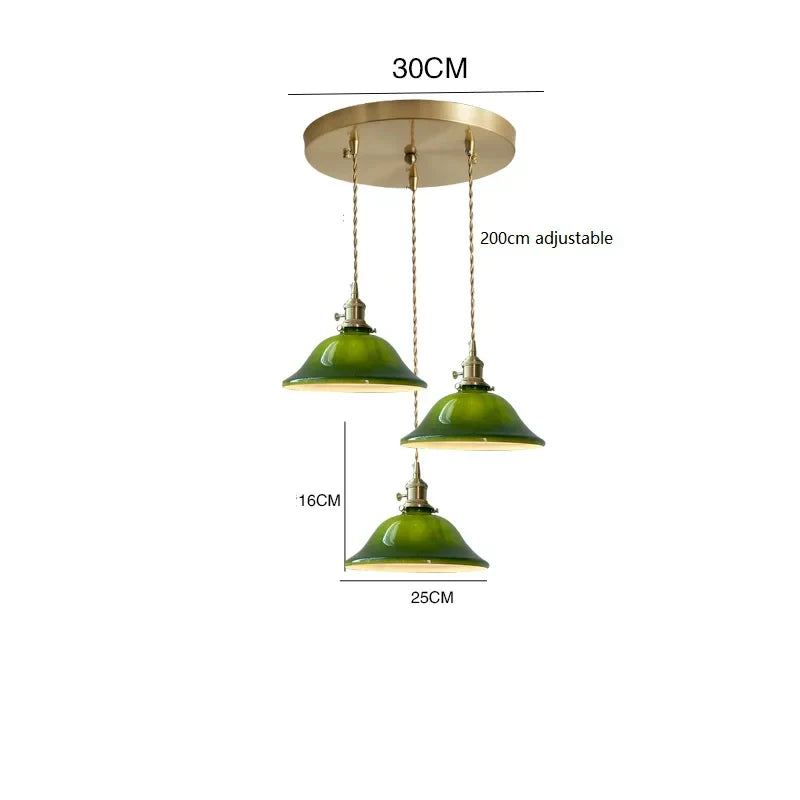 ™ Green Glass LED Pendant Light for Home, Restaurant, Bar, and Loft Style Decor.