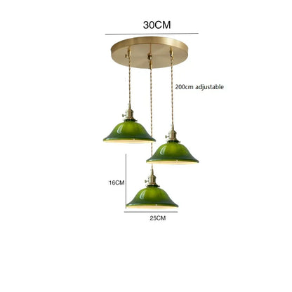 ™ Green Glass LED Pendant Light for Home, Restaurant, Bar, and Loft Style Decor.