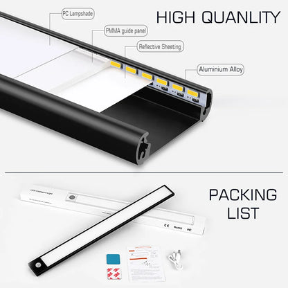 ™ LED Cabinet Light Bar: Motion Sensor, Aluminium, Long Strip, Magnet, Kitchen Closet Wardrobe