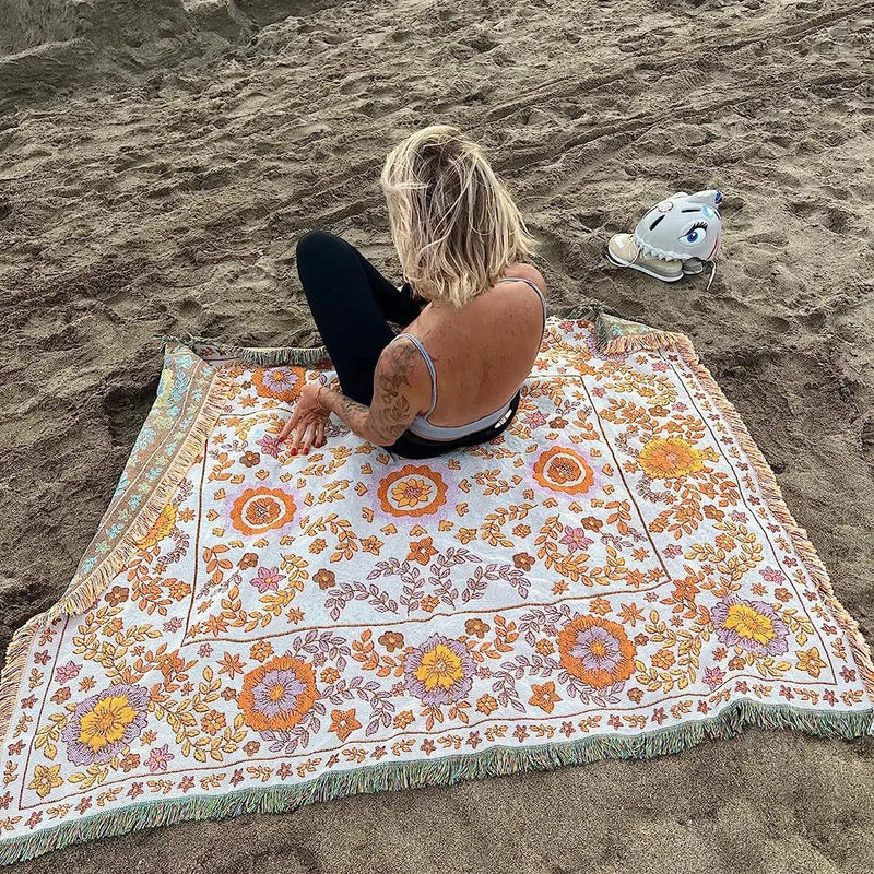 DecorBites™ Boho Floral Sofa Throw Blanket
