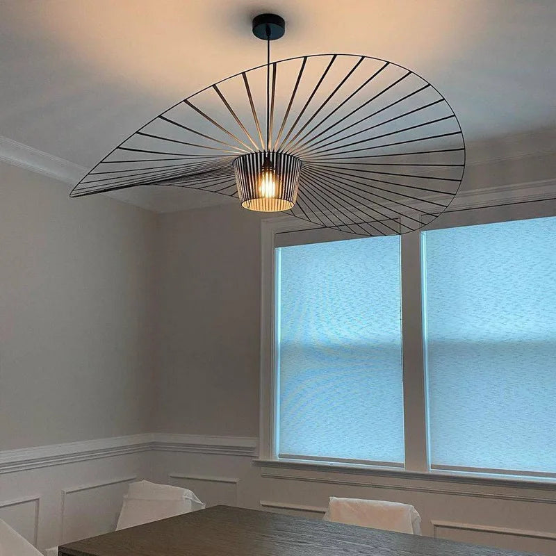 DecorBites™ Black Rattan Hat Pendant Lamp LED Chandelier for Home Decor