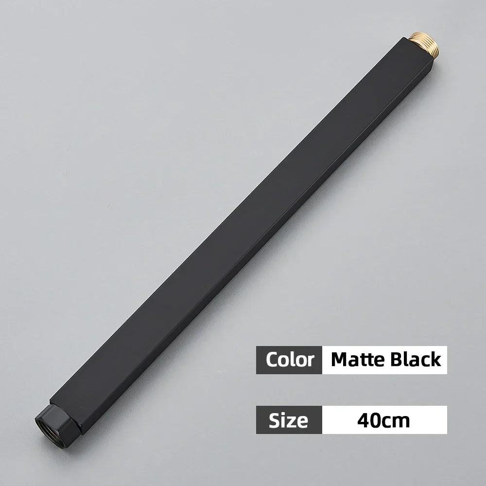 DecorBites™ Black Bathroom Shower Faucet Extension Tube - Round & Square 30/40cm General Interface