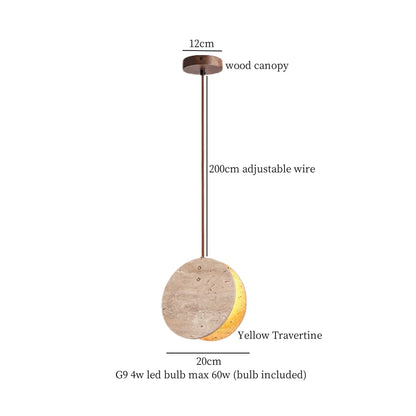 DecorBites™ LED Hanging Lamps Yellow Travertine Pendant Lighting for Bedroom Living Dining Room