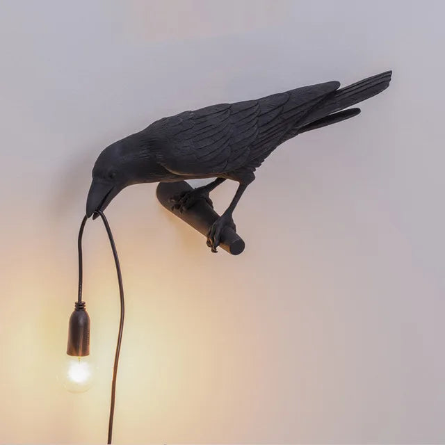 DecorBites™ Designer Bird Wall Lamp Modern Resin White Black LED Light Bedroom Living Room