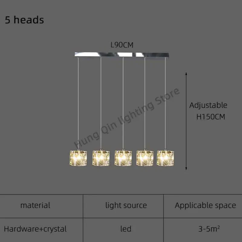 DecorBites™ Crystal Chandelier Pendant Light for Modern Indoor Dining and Kitchen Lighting