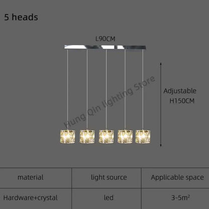 DecorBites™ Crystal Chandelier Pendant Light for Modern Indoor Dining and Kitchen Lighting